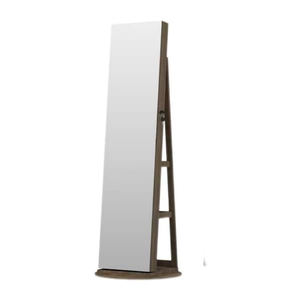 63 in. Swivel Brown Jewelry Cabinet Armoire with Full Length Lighted ...