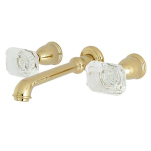 Krystal Onyx 2-Handle Wall Mount Bathroom Faucet in Polished Brass