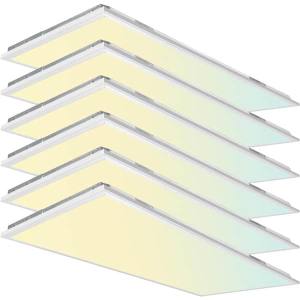 2 ft. x 4 ft. 40/50/60-Watt Integrated LED Flat Panel Light 3 CCT 4000K/5000K/6500K Light Fixture for Home Office 6-Pack
