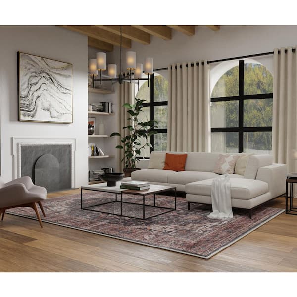 Wipe Up Aeslyn Red Washable 7 ft. 6 in. x 9 ft. 6 in. Oriental Polyester Indoor Area Rug