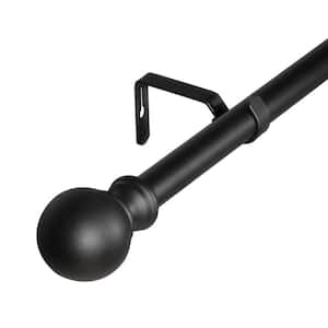 28 in. - 48 in. 1 in. Metal Single Curtain Rod in Black with Round Finials