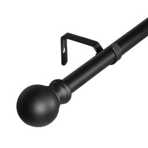88 in. to 132 in. Metal Steel 1 in. Single Curtain Rod with Round Finials in Black
