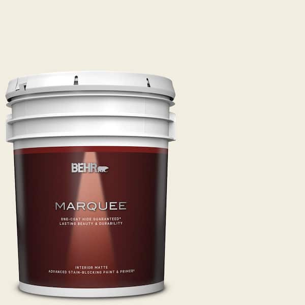 BEHR MARQUEE 5 gal. #12 Swiss Coffee Matte Interior Paint & Primer