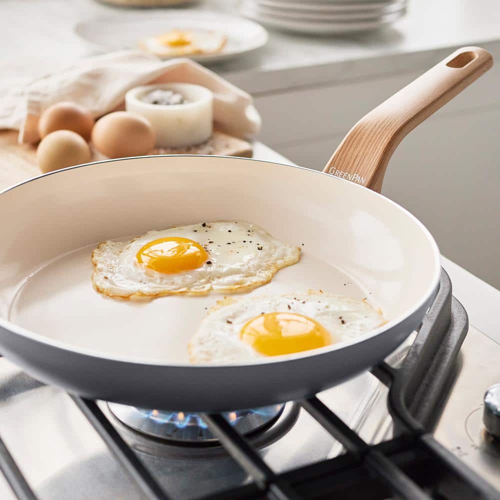 Gray Aluminum Nonstick 10-Piece Cookware Set with Wood Print Handles