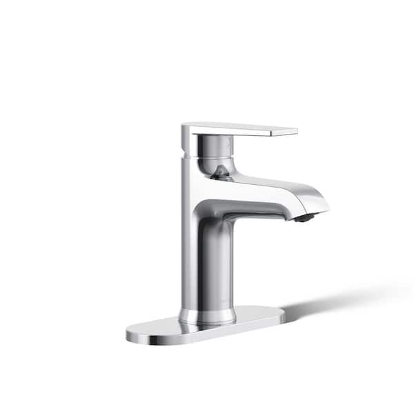 KOHLER Hint Single-Handle Single-Hole Bathroom Faucet with Escutcheon in Polished Chrome