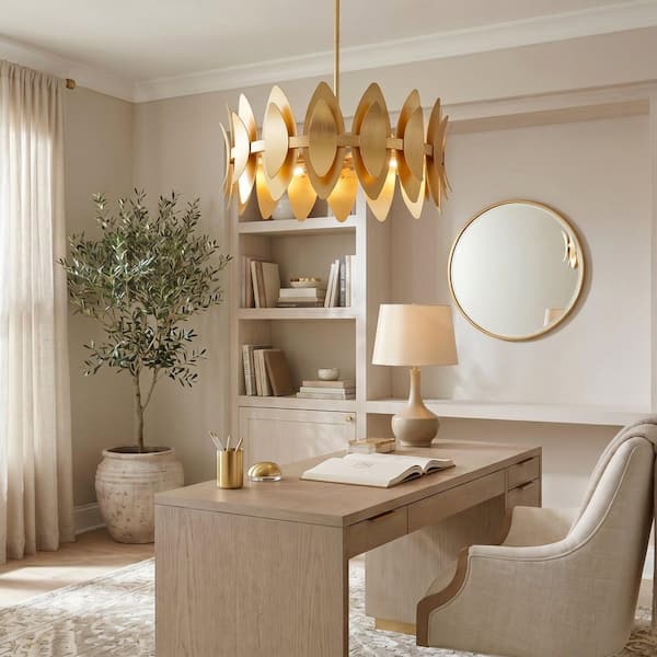 Quoizel Hayley 60-Watt 6 Light Gold Leaf Pendant Light with Metal