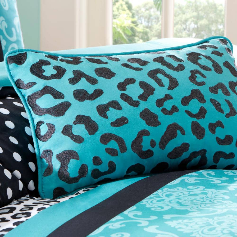 King Black and Teal Microfiber Reversible Bedspread Set