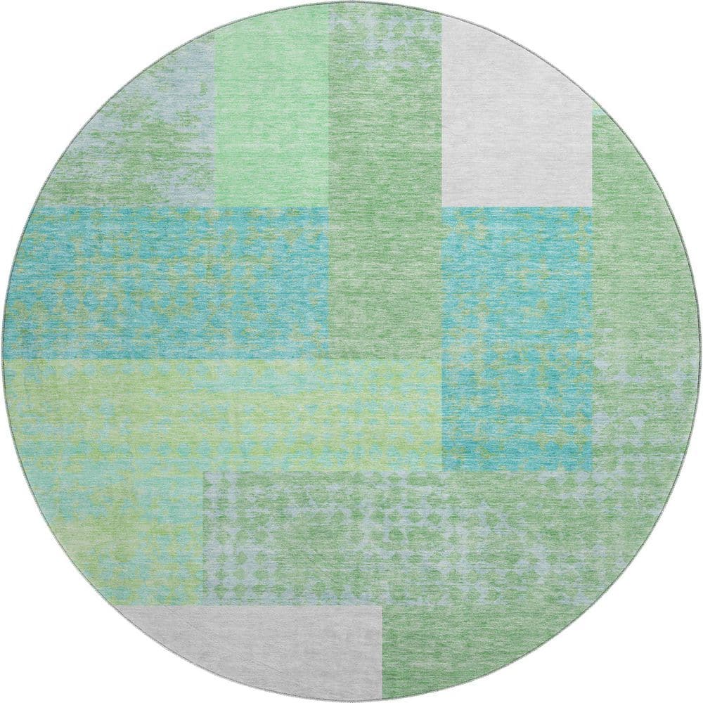 Mayfield Premium Machine Washable Abstract AMF941 Aloe 8 ft. x 8 ft. Round Rug price history on PriceWatchPro