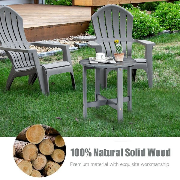 Wooden Outdoor Round Side Slat End, Patio Coffee Table Under 100