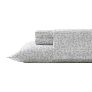 Koya 4-Piece Grey Cotton Queen Sheet Set