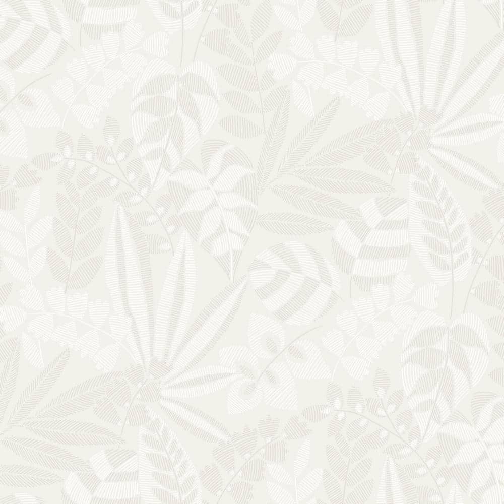 Seabrook Designs Botanica Striped Leaves Gray Mist and Ivory Paper Strippable Roll (Covers 60.75 sq. ft.) -  RY30600