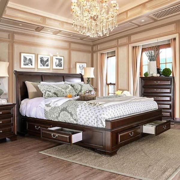 Brandt E.King Bed Brown Cherry Finish