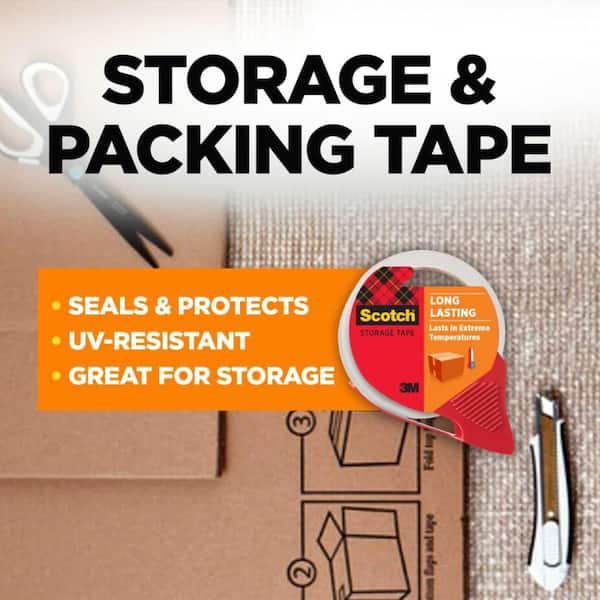 1.88 in x 54.6 yds. Long Lasting Storage Packaging Tape with Dispenser (3" Core)