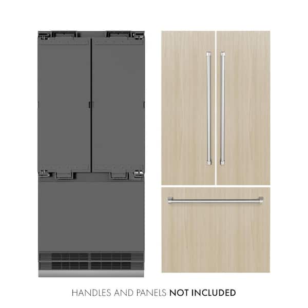 ZLINE Kitchen and Bath 36 in. 19.6 cu. ft. Panel Ready Built-In Bottom Freezer Refrigerator with Water Dispenser and Ice Maker w/ Gray Interior
