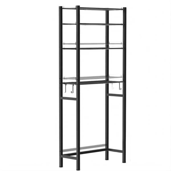 24.6 in. W x 64.8 in. H x 9.8 in. D Black Over The Toilet Storage with Adjustable Height