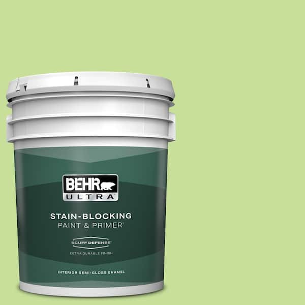 BEHR ULTRA 5 gal. #420A-3 Key Lime Extra Durable Semi-Gloss Enamel Interior Paint & Primer