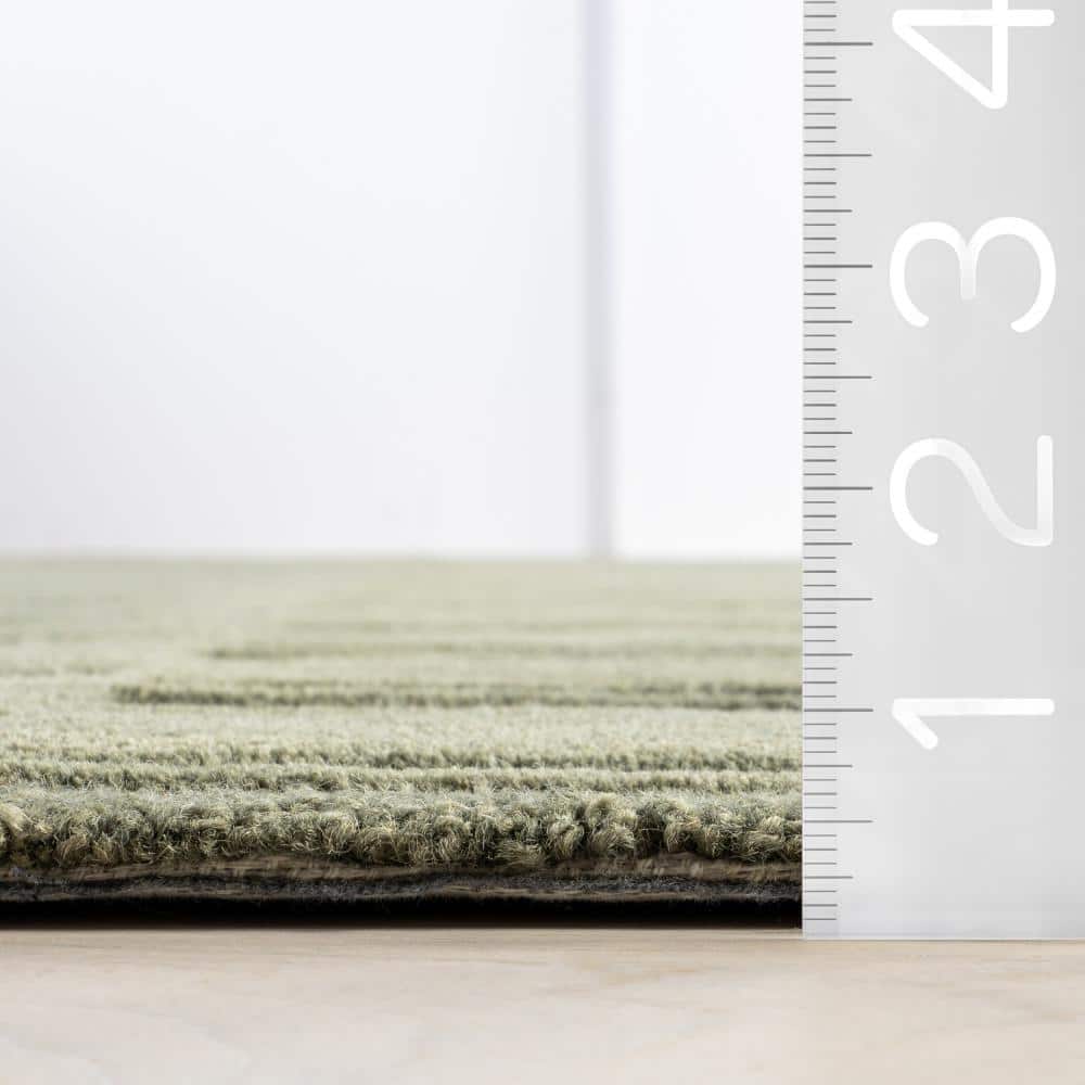 Olive Green Handmade Wool Tufted 6' x 9' Area Rug