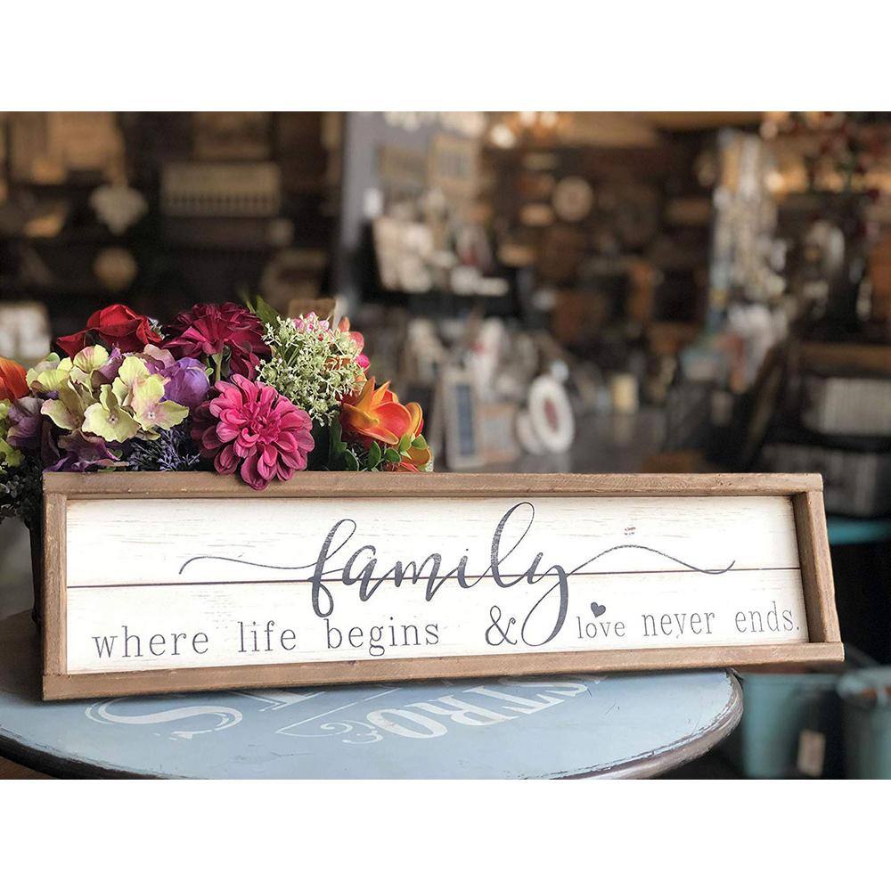 White and Brown Rustic Wood Family Wall Plaque