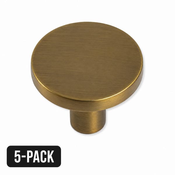 5-Pack Hollis 1-3/16 in. (30mm) Brushed Gold Cabinet Round Knobs