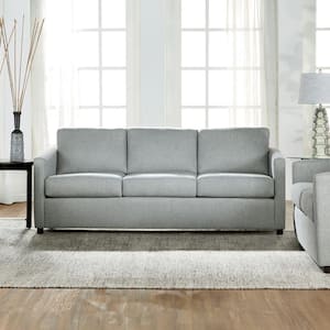 New Classic Furniture Elio 3-seater 81 in. Square Arm Polyester Fabric Rectangle Sofa in Light Gray