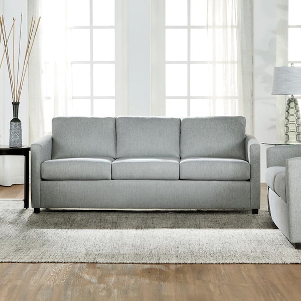 NEW CLASSIC HOME FURNISHINGS New Classic Furniture Elio 3-seater 81 in. Square Arm Polyester Fabric Rectangle Sofa in Light Gray