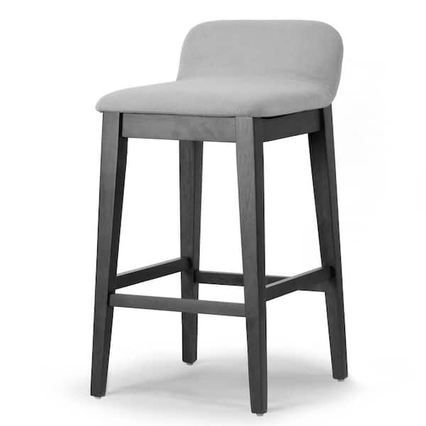 Atia Black Rubberwood Bar Height Barstool with Low Back Fabric Seat (Set of 2)