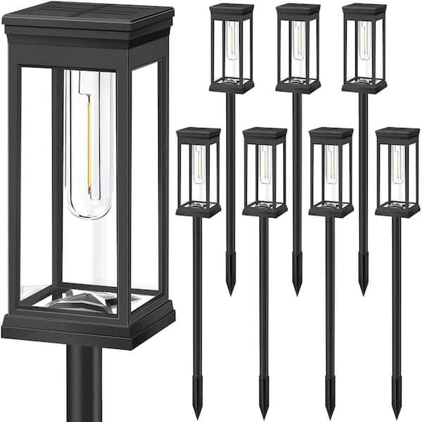 FAWEY TRED INC Outdoor Decor,Solar Pathway Lights 8-Pack,Black Super Bright Waterproof Plastic Automatic Solar Yard Lights Garden Stake