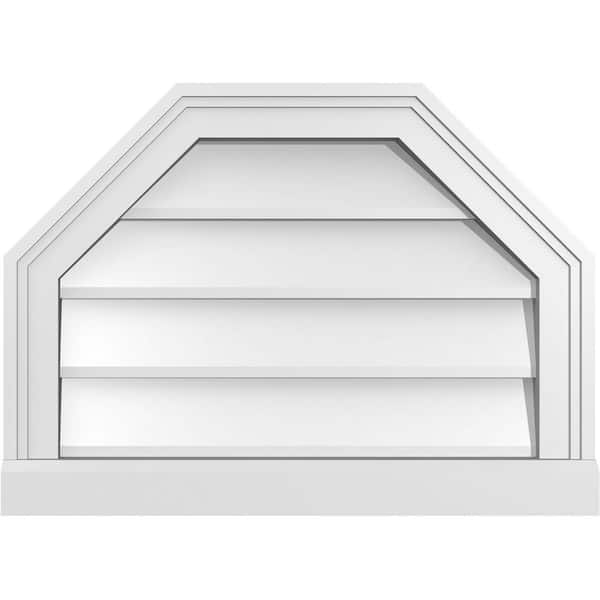 Ekena Millwork 22" x 16" Octagonal Top Surface Mount PVC Gable Vent: Non-Functional with Brickmould Sill Frame
