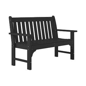 Laguna Outdoor Patio Weather Resistant Poly Plastic 51 in. 2-Person Front Porch Garden Bench in Black