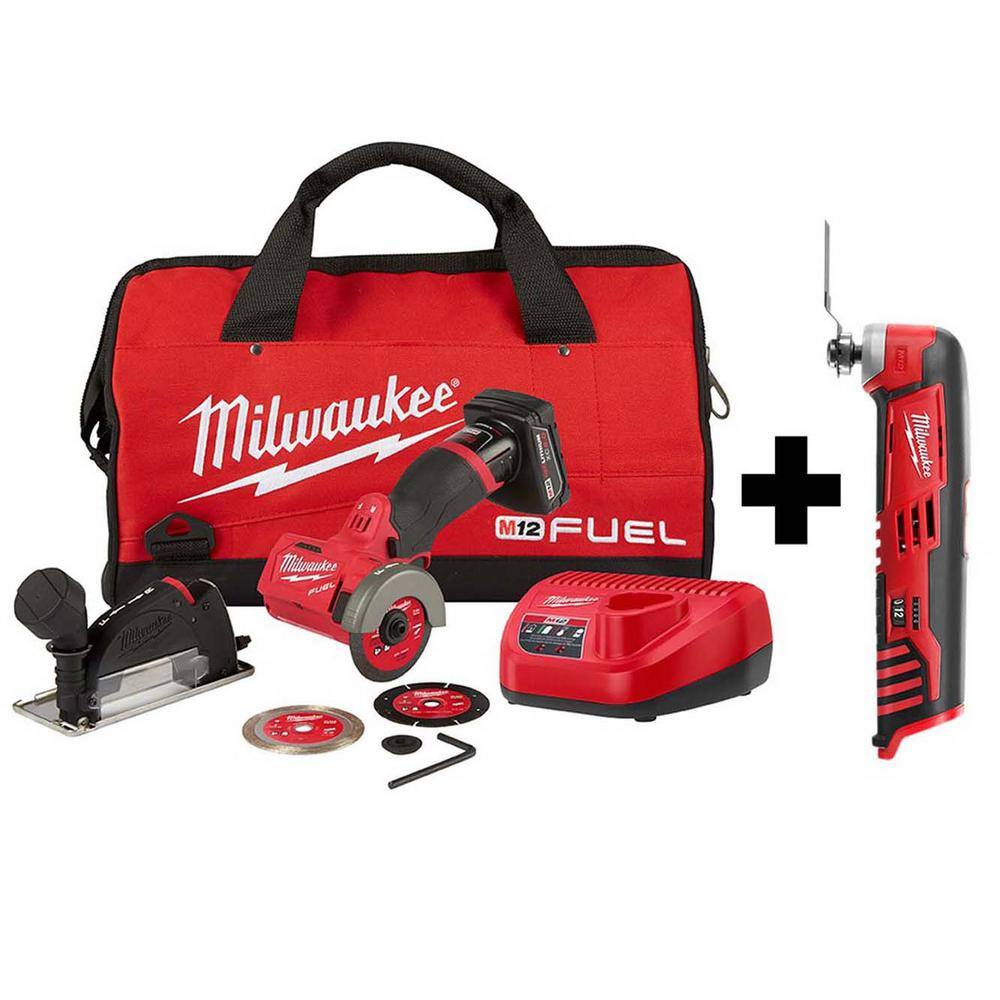 Milwaukee M12 FUEL 12V 3 in. Lithium-Ion Brushless Cordless Cut Off Saw Kit with M12 Oscillating Multi-Tool