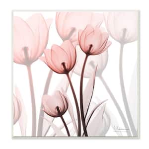 "Red Floral Silhouettes Modern Floral Photograph" by Albert Koetsier Unframed Nature Wood Wall Art Print 12 in. x 12 in.
