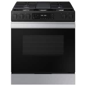 Bespoke 30 in. 6.0 cu. ft. 5 Burner Smart Slide-In Gas Range with Air Fry & Safety Knobs in Stainless Steel