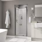 Lyndall 33 in. x 64-3/4 in. Semi-Frameless Contemporary Pivot Shower Door in Chrome with Clear Glass