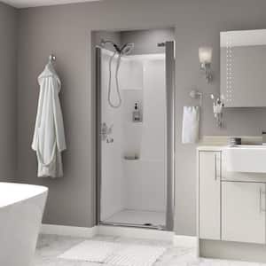 Lyndall 36 in. x 64-3/4 in. Semi-Frameless Contemporary Pivot Shower Door in Chrome with Clear Glass