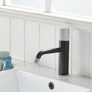 Single-Handle Single Hole Bathroom Faucet in Matte Black and Chrome