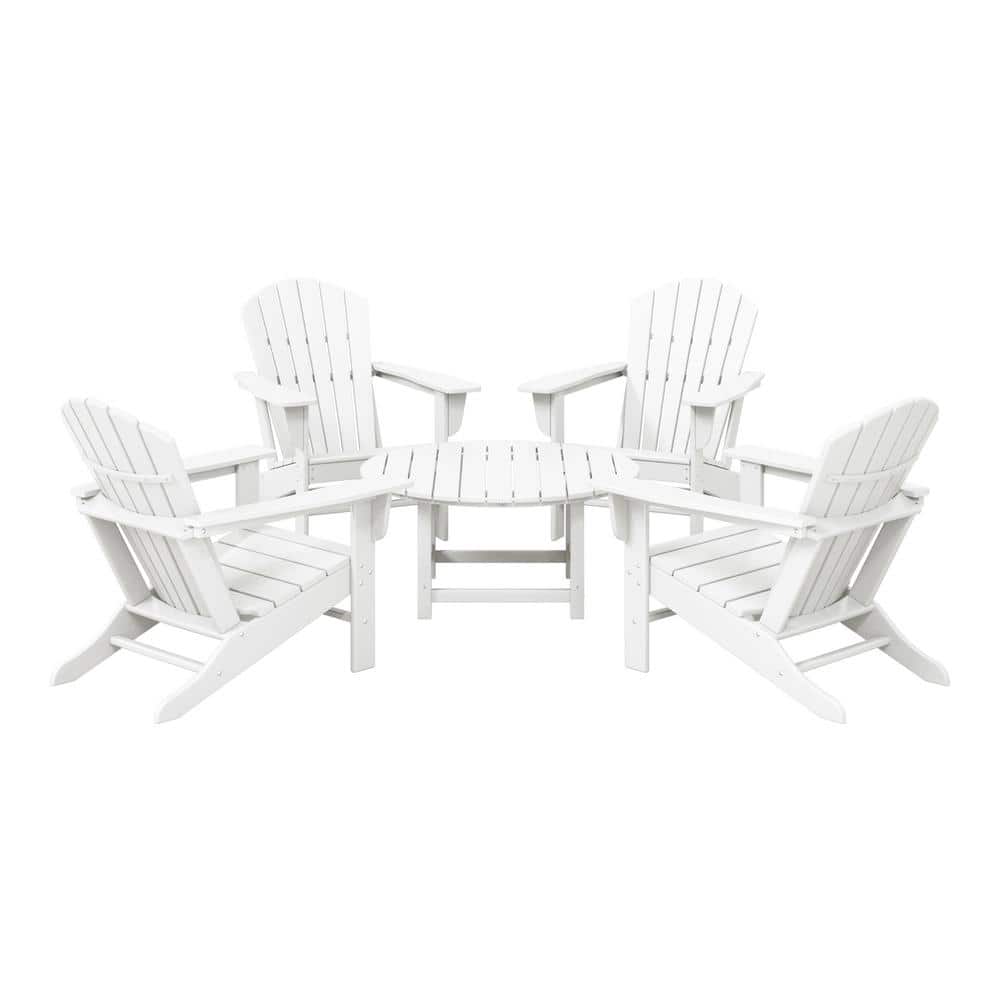 Altura Fade Resistant HDPE Plastic White 5-Piece Adirondack Chair Outdoor Patio Conversation Set, Round Coffee Table price history on PriceWatchPro