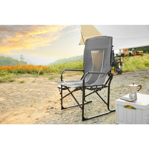 1-piece Padded Folding Outdoor Chair with Side Table and Storage