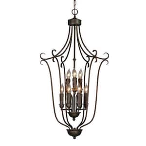Maddox Collection 9-Light Rubbed Bronze 2-Tier Chandelier