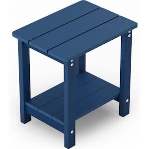 16.7 in. H Navy Square Plastic Adirondack Outdoor Double Layer Patio Side Table