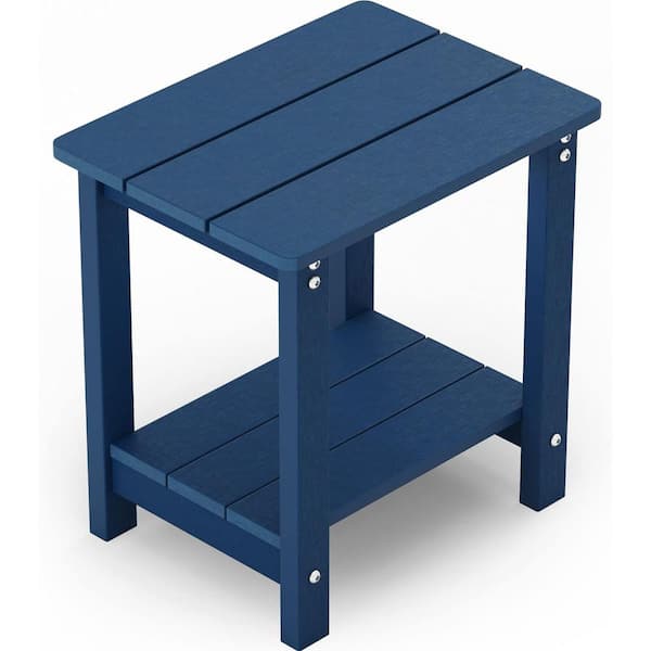 Mximu 16.7 in. H Navy Square Plastic Adirondack Outdoor Double Layer Patio Side Table