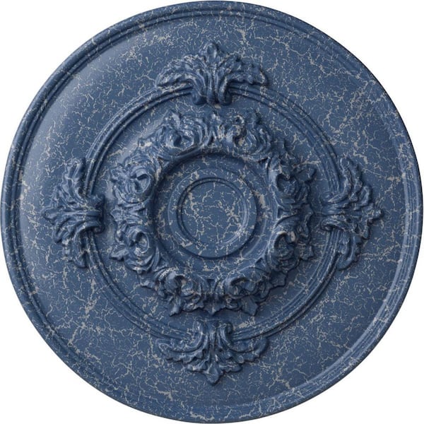 Ekena Millwork 13-3/4 in. x 1 in. Monique Urethane Ceiling Medallion (Fits Canopies upto 3-3/4 in.), Americana Crackle