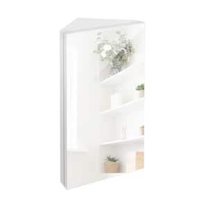 12.8 in. W x 24.2 in. H Rectangular Single Door Corner Surface Mount Frameless Medicine Cabinet with Mirror in White