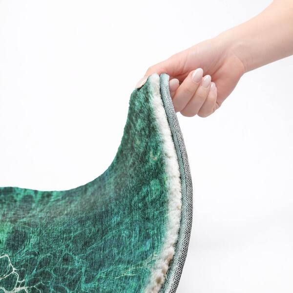 Dream Shag Premium Machine Washable Abstract ADS652 Teal 10 ft. x 14 ft. Area Rug