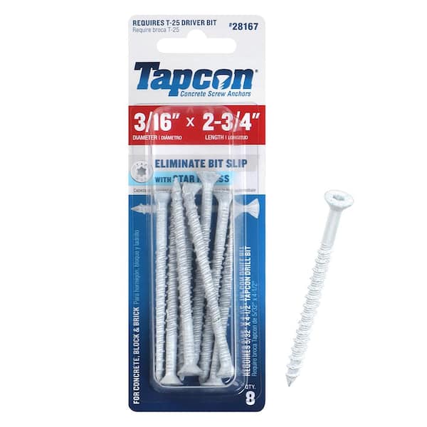 Tapcon 3/16 in. x 2-3/4 in. White Star Flat-Head Concrete Anchors