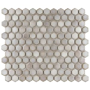 Hudson 1 in. Hex Dove Grey 11-7/8 in. x 13-1/4 in. Porcelain Mosaic Tile (11.2 sq. ft./Case)