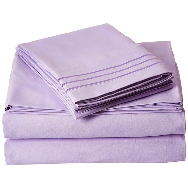 Elegant Comfort 4-Piece Lilac Solid Microfiber California King Sheet Set V01 -CK-Lilac - The Home Depot