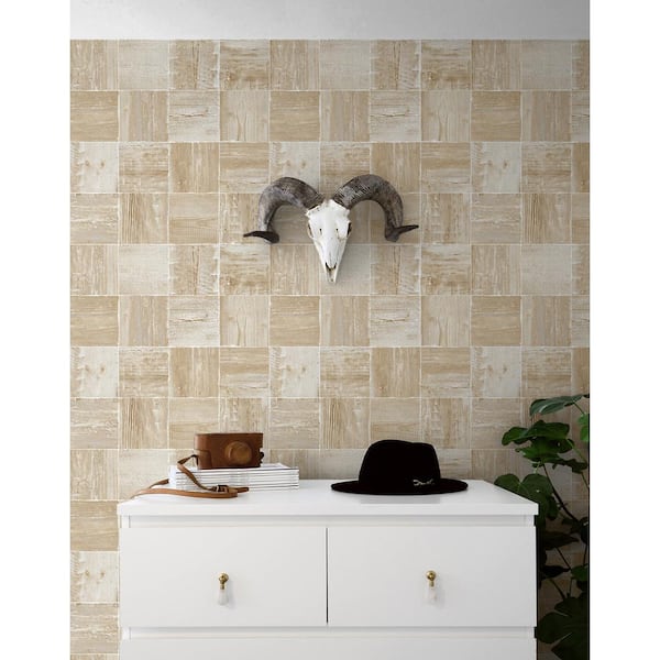 Wood Block Vinyl Strippable Roll (Covers 30.75 sq. ft.)