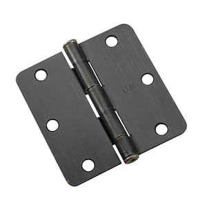 (2-Pack) 3 in. x 3 in. Oil-Rubbed Bronze Full Mortise Butt Hinge with 1/4 in. Radius