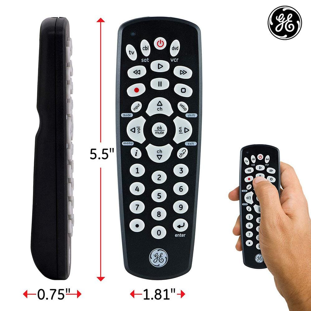 GE 3-Device Black Universal Remote Control with RF