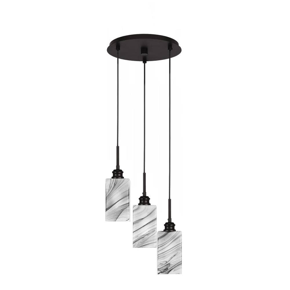 Olympia 60-Watt 3-Light Espresso Cluster Pendant Light with 3.5 Square O